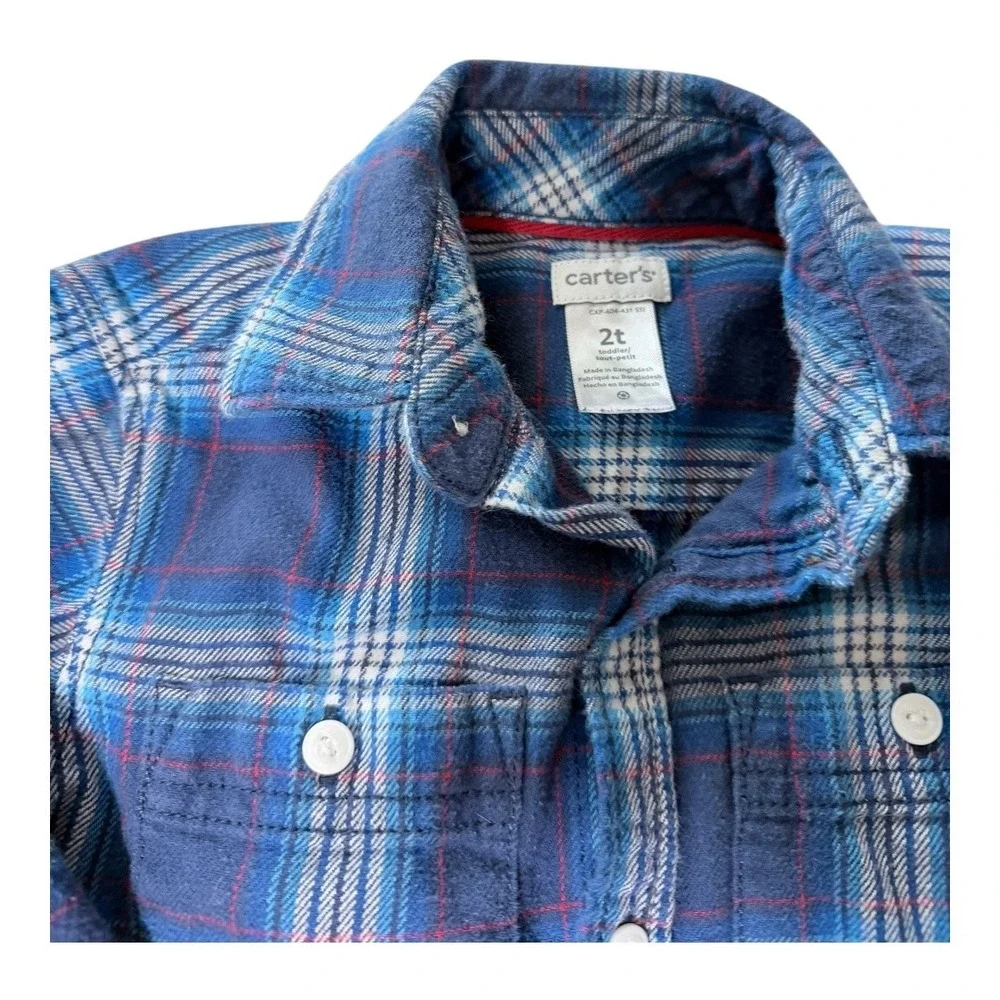 Carter's Janie and Jack Shirts Kids 2T Plaid Flannel Gingham Mint Bundle‎ 4pc